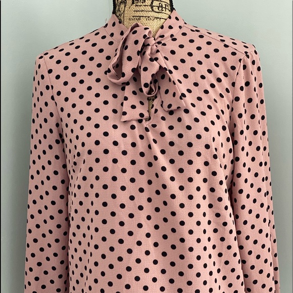 Adrianna Papell | Tops | Pink And Black Polka Dot Blouse | Poshmark